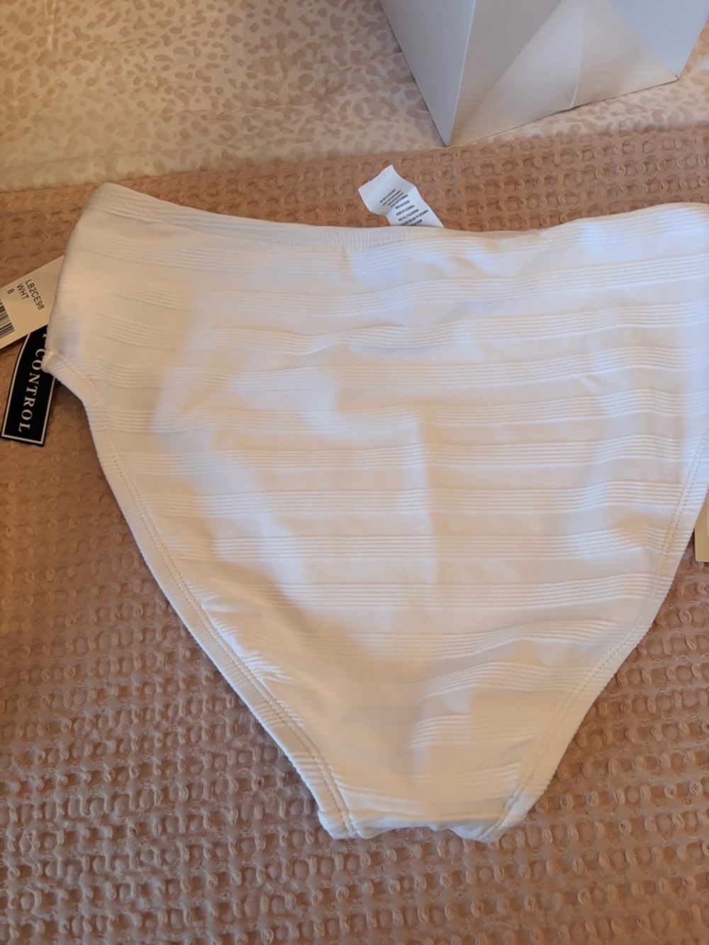 La Blanca White Ribbed High Waist Bikini Bottom